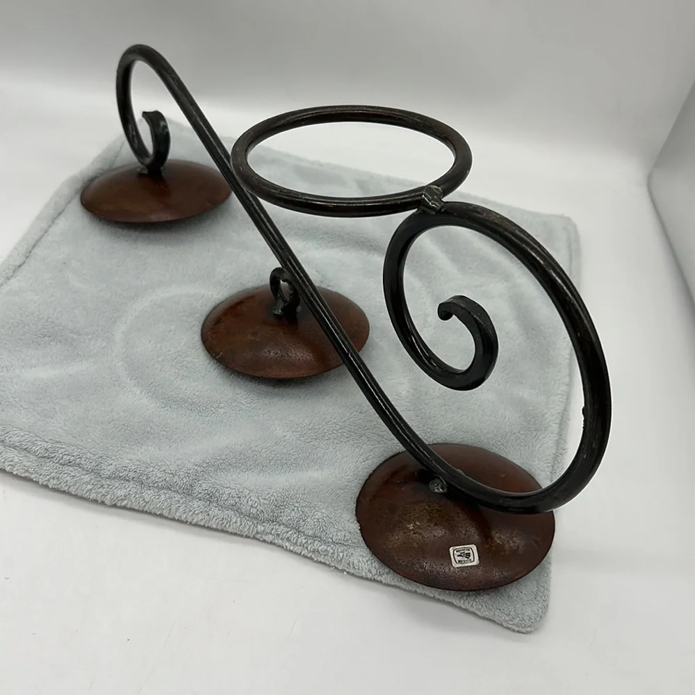 Wrought Iron Scroll Triple Pillar Candle Table-top Feature/Holder - Picture 9 of 15